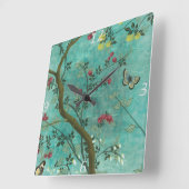 美しいヴィンテージの旧式な花の木の蝶 スクエア壁時計 (傾斜)