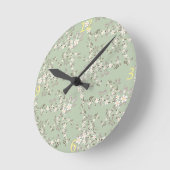 美しいヴィンテージの木には白い花が咲く ラウンド壁時計 (傾斜)