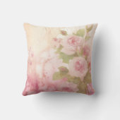 美しいヴィンテージの柔らかいピンクのバラの花柄の水彩画 クッション (裏面)