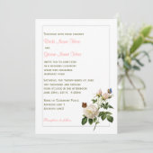 美しいヴィンテージの白いバラと蝶結婚の 招待状 (スタンド正面)