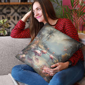 美しいヴィンテージの絵画植物性フラミンゴ クッション