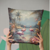 美しいヴィンテージの絵画植物性フラミンゴ クッション