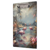 美しいヴィンテージの絵画植物性フラミンゴ クリップボード (左)