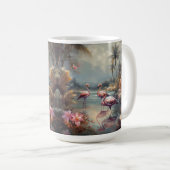 美しいヴィンテージの絵画植物性フラミンゴ コーヒーマグカップ (正面右)