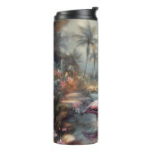 美しいヴィンテージの絵画植物性フラミンゴ タンブラー (回転左)