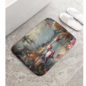 美しいヴィンテージの絵画植物性フラミンゴ バスマット