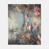 美しいヴィンテージの絵画植物性フラミンゴ フリースブランケット (正面)