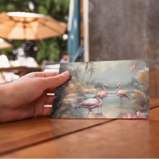 美しいヴィンテージの絵画植物性フラミンゴ ポストカード