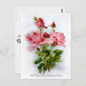 美しいヴィンテージの花あなた自身の挨拶を追加 ポストカード (正面/裏面)