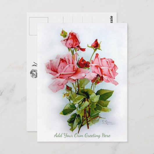 美しいヴィンテージの花あなた自身の挨拶を追加 ポストカード (正面/裏面)