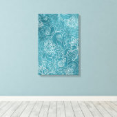 美しいヴィンテージの花がペイズリーの葉を渦巻く キャンバスプリント (インサイチュ (ウッドフロア))