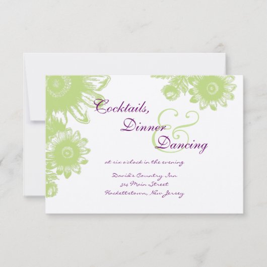 美しいヴィンテージの花のウェディング・RSVPカード 招待状 (正面)