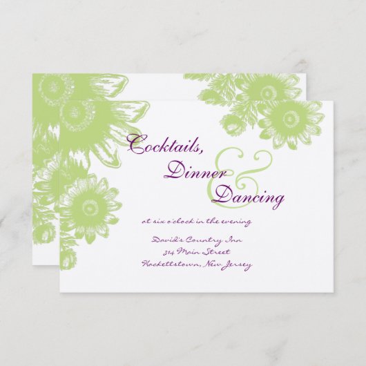 美しいヴィンテージの花のウェディング・RSVPカード 招待状 (正面/裏面)