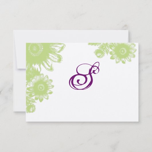 美しいヴィンテージの花のウェディング・RSVPカード 招待状 (裏面)