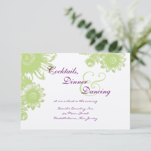 美しいヴィンテージの花のウェディング・RSVPカード 招待状 (スタンド正面)