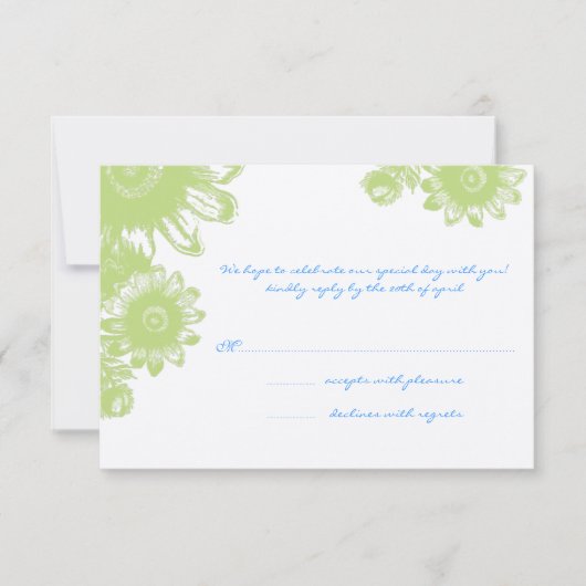 美しいヴィンテージの花のウェディングRSVPカード 出欠カード (正面)