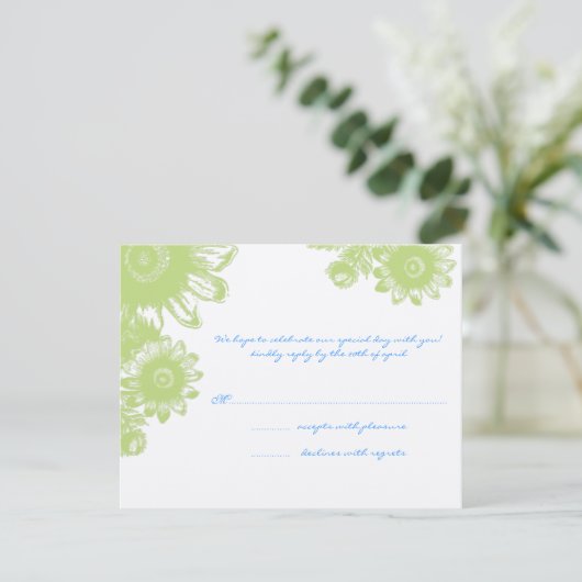 美しいヴィンテージの花のウェディングRSVPカード 出欠カード (スタンド正面)