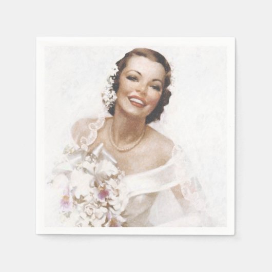 美しいヴィンテージの花嫁 スタンダードカクテルナプキン (正面)