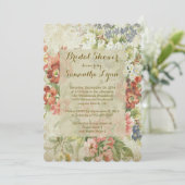 美しいヴィンテージの花柄のブライダルシャワー 招待状 (スタンド正面)