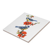 美しいヴィンテージの花紅花鳥 タイル (側面)