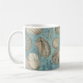 美しいヴィンテージの貝殻が青 コーヒーマグカップ (左)