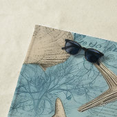 美しいヴィンテージの貝殻が青 ビーチタオル (インサイチュ)