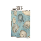 美しいヴィンテージの貝殻が青 フラスク (左)