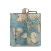 美しいヴィンテージの貝殻が青 フラスク (裏面)