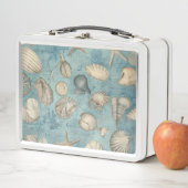 美しいヴィンテージの貝殻が青 メタルランチボックス (インサイチュ)