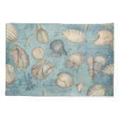 美しいヴィンテージの貝殻が青 枕カバー (裏面)