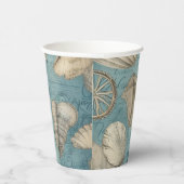 美しいヴィンテージの貝殻が青 紙コップ (右)