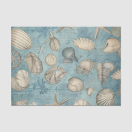 美しいヴィンテージの貝殻が青 薄葉紙