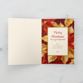 美しいヴィンテージの赤いゴールドのポインセチアのクリスマス シーズンカード (内部)