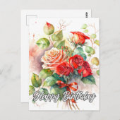 美しいヴィンテージの赤いバラ ポストカード (正面/裏面)