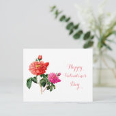 美しいヴィンテージの赤とピンクのバラの花 シーズンポストカード (スタンド正面)