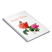 美しいヴィンテージの赤とピンクのバラの花 ノートブック (右側)