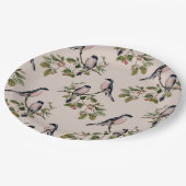 美しいヴィンテージの鳥のプリント ペーパープレート (アングル)