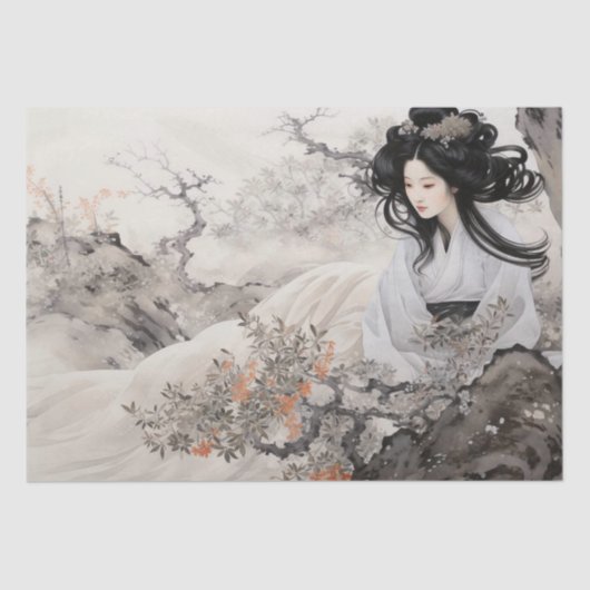 美しいヴィンテージアジアンインスパイアア 薄葉紙 (正面)