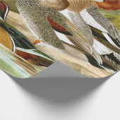 美しいヴィンテージアヒルの池のデコパージュ ラッピングペーパー (角)