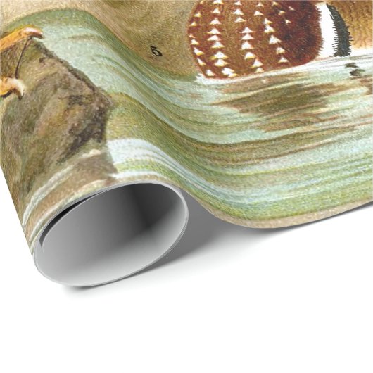 美しいヴィンテージアヒルの池のデコパージュ ラッピングペーパー (ロールコーナー)
