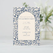 美しいヴィンテージアーチフローラ婚約パーティ 招待状 (スタンド正面)