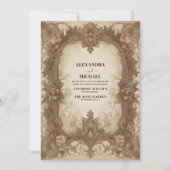 美しいヴィンテージアールヌーボー結婚フローラ 招待状 (正面)