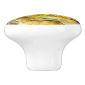 美しいヴィンテージイエローローズ セラミックノブ (側面)