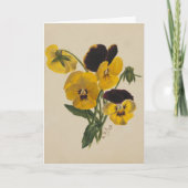 美しいヴィンテージイースターイエローパンジーカード カード (正面)