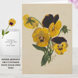 美しいヴィンテージイースターイエローパンジーカード カード