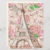美しいヴィンテージエッフェルタワーパリフローラページ (正面/裏面)