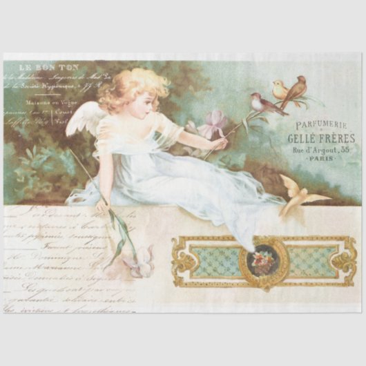 美しいヴィンテージエンジェルとエフェメラデクページ 薄葉紙 (正面)