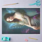 美しいヴィンテージエンジェルウェイワードフラワーデコページ 薄葉紙 (クラフト)