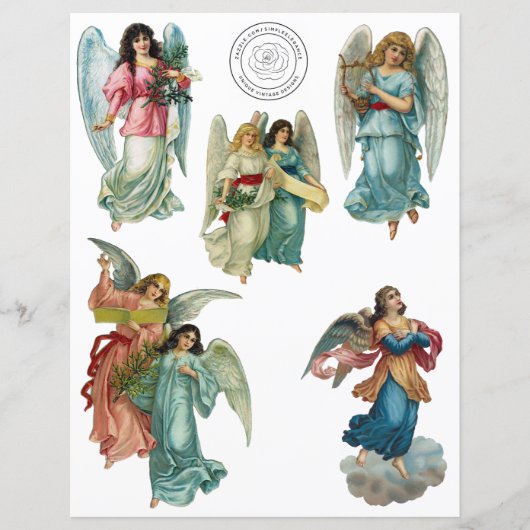 美しいヴィンテージエンジェルスフッシーカットスクラップブック紙 (正面)