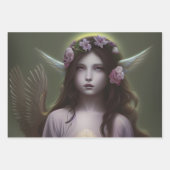 美しいヴィンテージエンジェルズデコペ ラッピングペーパーシート (正面)